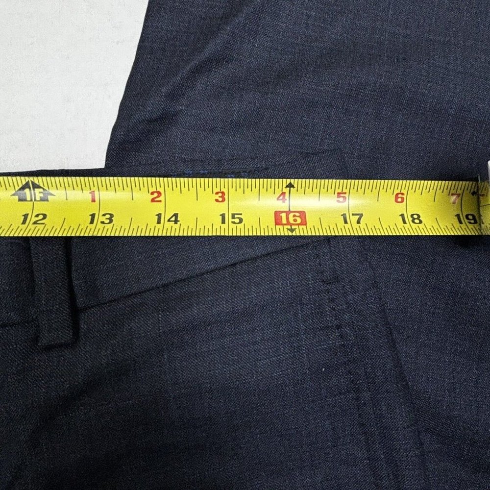 Ted Baker Dress Pants Mens 35R Navy Blue Jefferson 100% Wool Straight Flat Front - Picture 4 of 9
